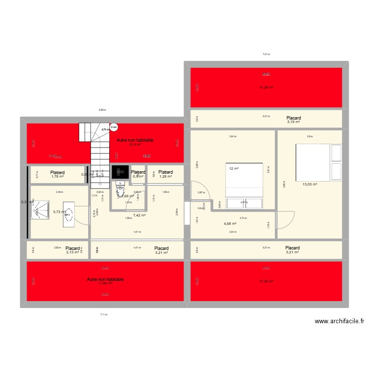 lahaut. Plan de 20 pièces et 111 m2