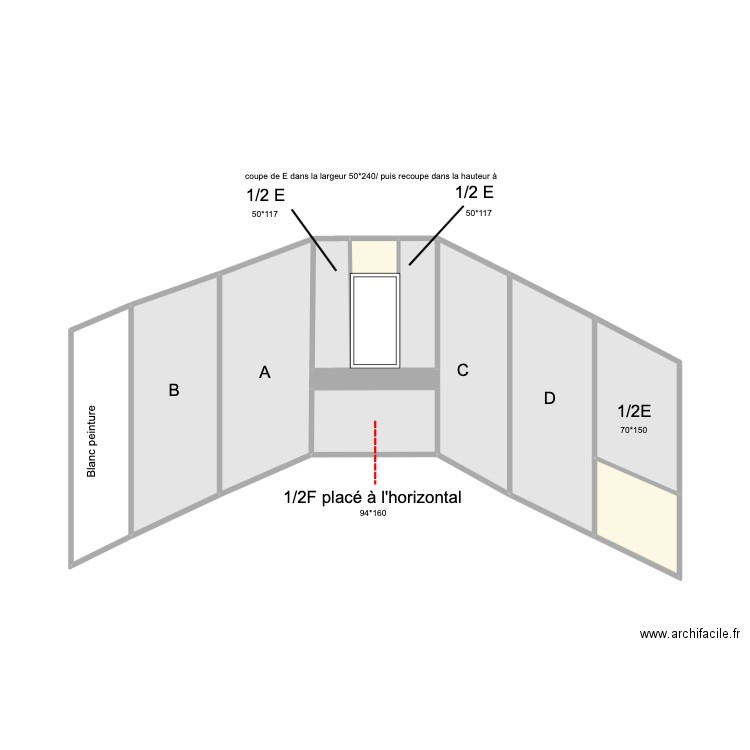 SDB calepinage option 5. Plan de 12 pièces et 25 m2
