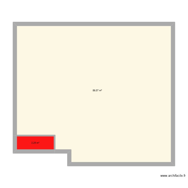 abrant. Plan de 2 pièces et 91 m2