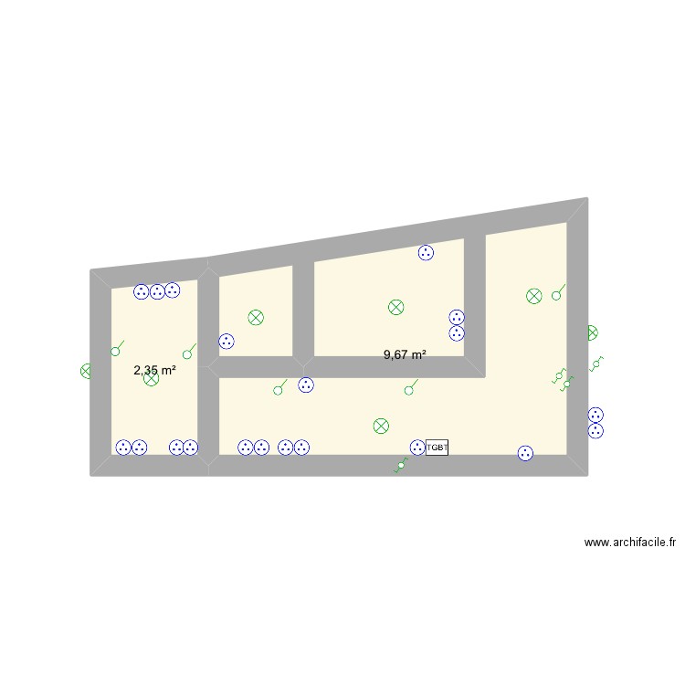 Plan Vieux. Plan de 2 pièces et 12 m2