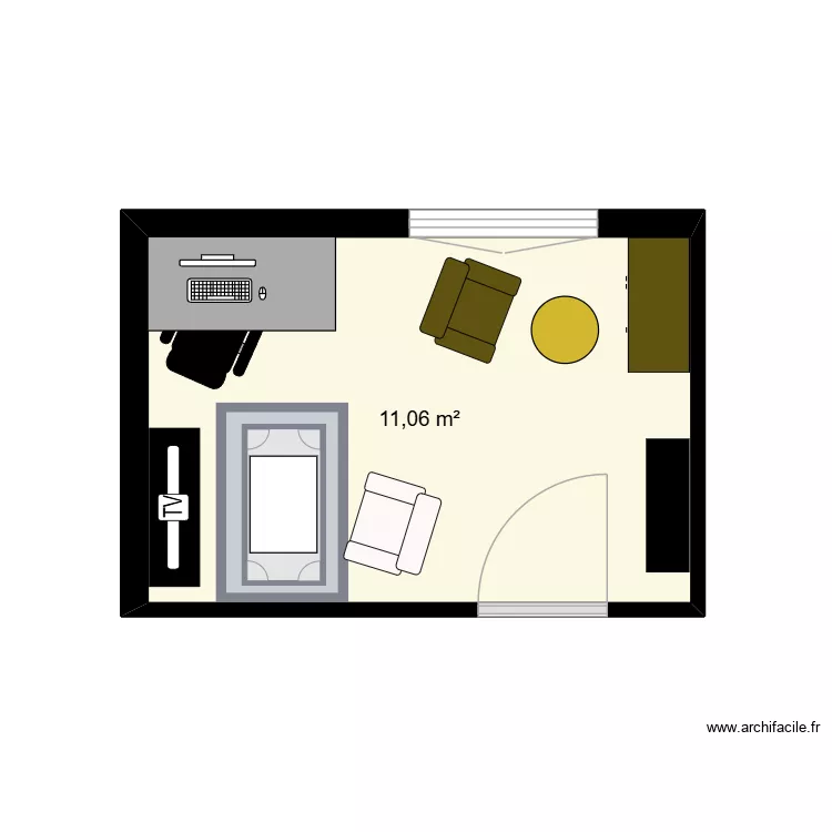 bureau. Plan de 1  et 11 m²