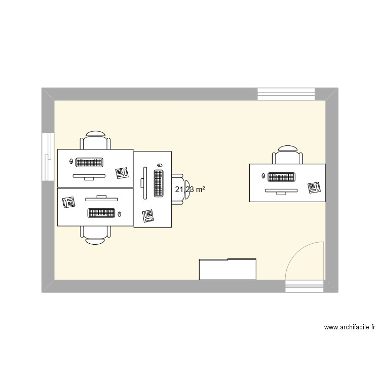 Bureau SNE. Plan de 1 pièce et 21 m2