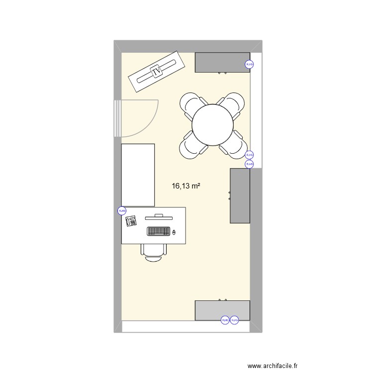 Bureau Nantes 107. Plan de 1 pièce et 16 m2