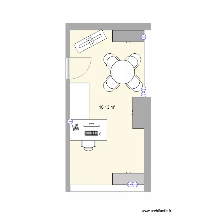 Bureau Nantes 107. Plan de 1 pièce et 16 m²