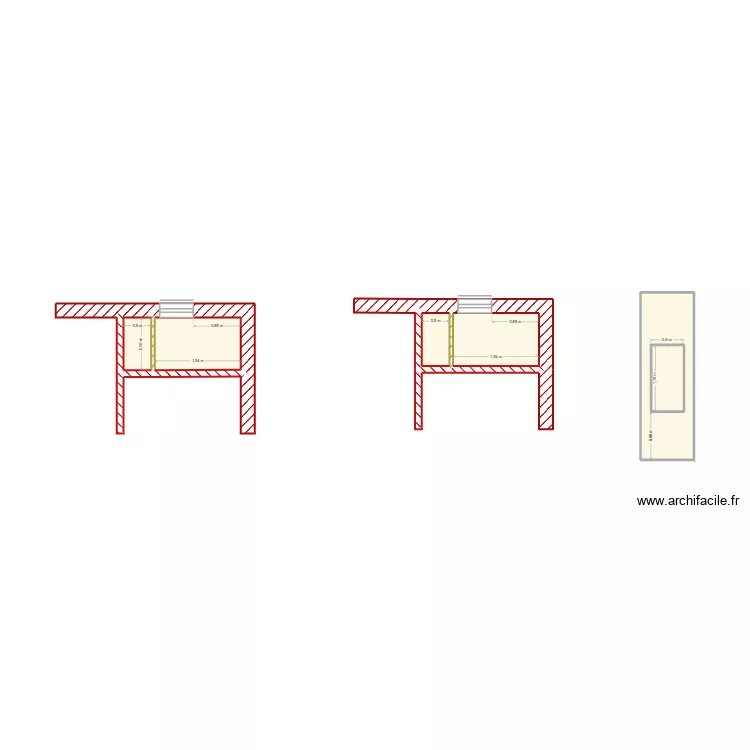 niche wc. Plan de 6  et 7 m²