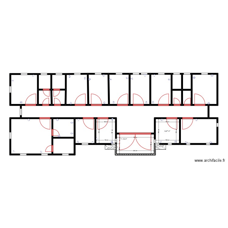 CIRCUIT DES PRISES  RDC BATIMENT ADMINISTRATIF. Plan de 23 pièces et 127 m2