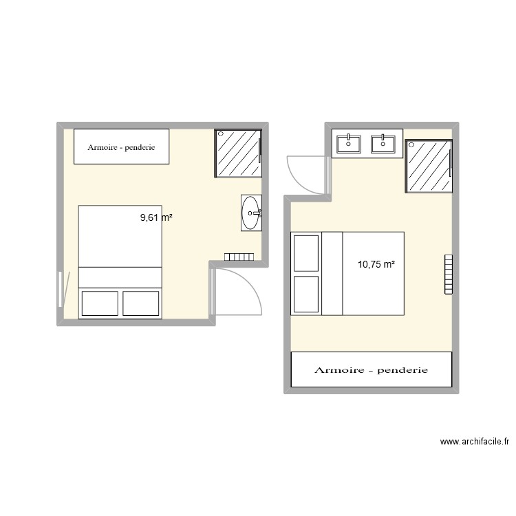 thiers. Plan de 2 pièces et 20 m2