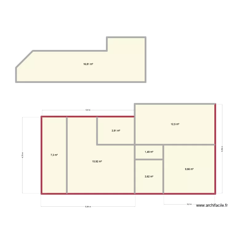 GLIKOU. Plan de 8  et 71 m²