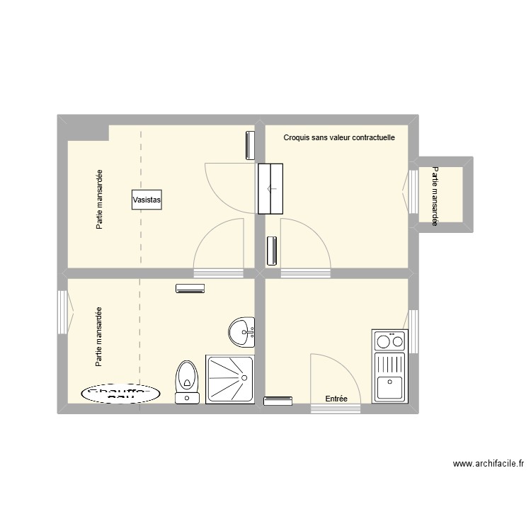46 Richelieu. Plan de 5 pièces et 23 m2