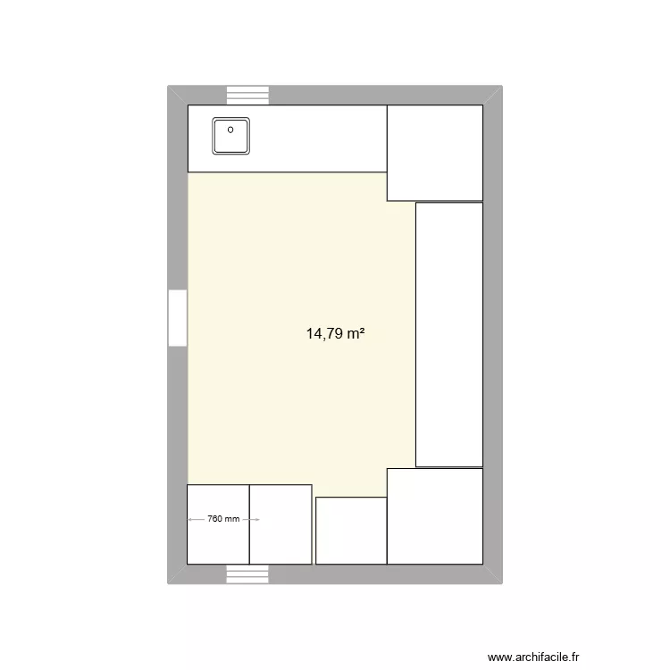 boris cuisine. Plan de 1  et 15 m²