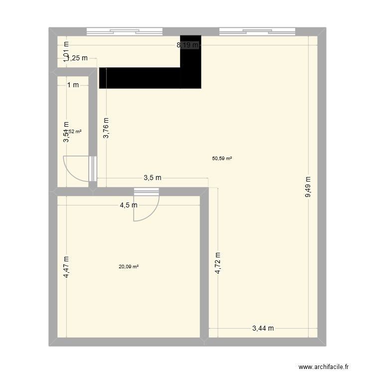 MAINTENANCE DU NORD. Plan de 3 pièces et 74 m2