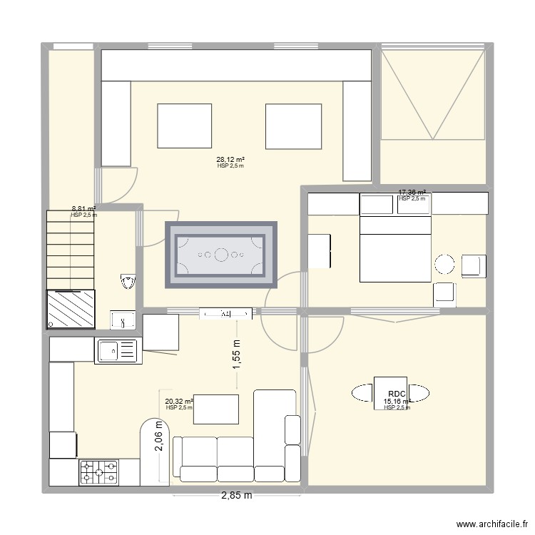 ALIA2. Plan de 5 pièces et 90 m2