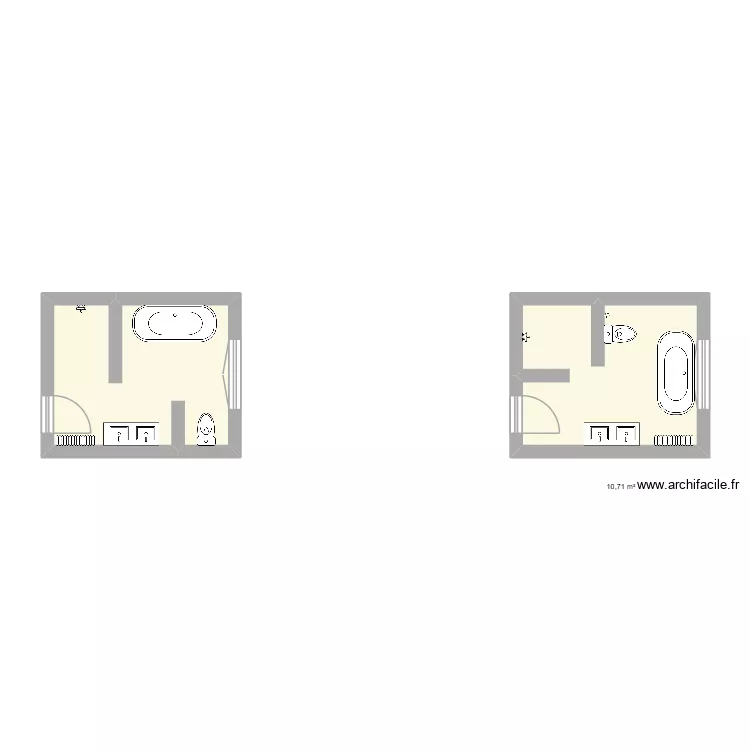 sdb nouveau. Plan de 2  et 21 m²