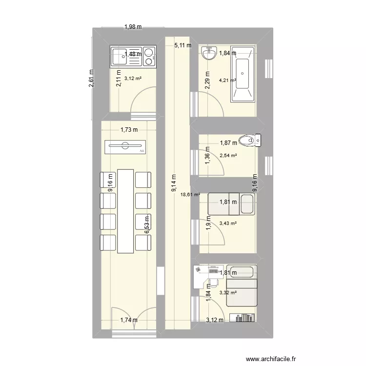 maison. Plan de 6 Pièces et 57 m² maison. Plan de 6 Pièces et 57 m²