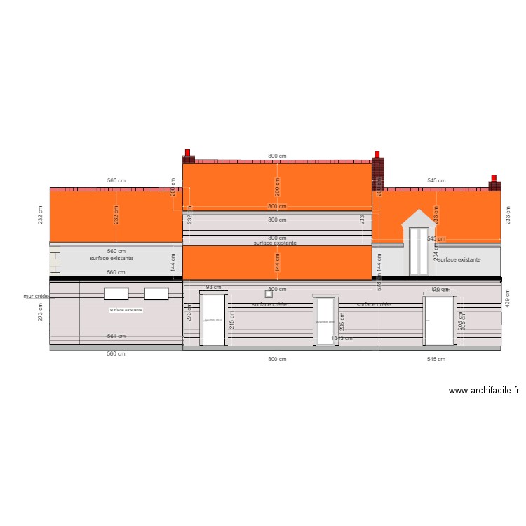 plan façade  nord  projeté v2 04 2024. Plan de 0 pièce et 0 m2