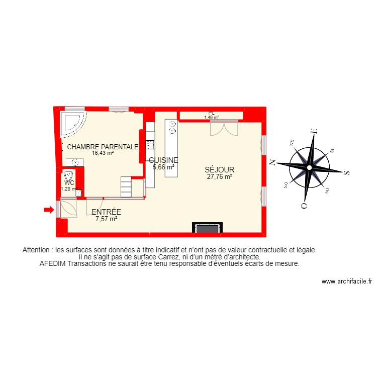 BI 21427 - . Plan de 16 pièces et 73 m2