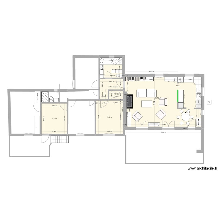Pépiole 786 - modifications 18 mai 2025. Plan de 14 pièces et 238 m2