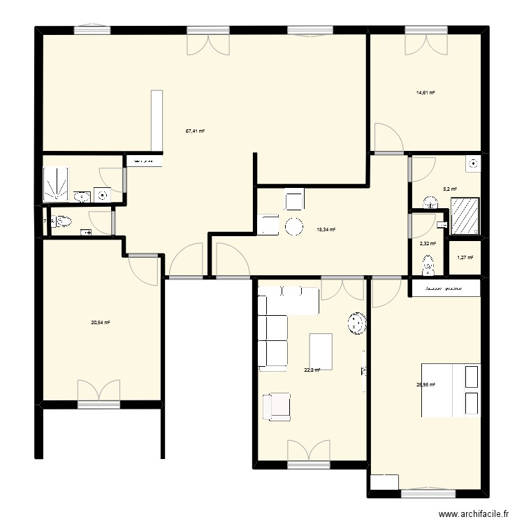 2 eme etage. Plan de 10 pièces et 178 m2