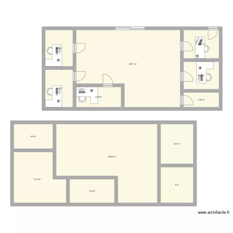 Plan bureau V2. Plan de 13 Pièces et 174 m² Plan bureau V2. Plan de 13 Pièces et 174 m²