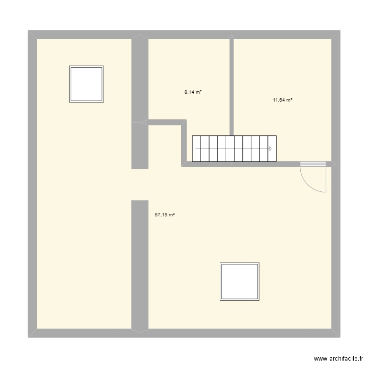 2ème étage. Plan de 3 pièces et 77 m2