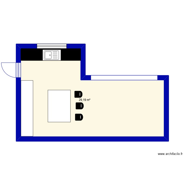 CUISINE . Plan de 1 pièce et 29 m2