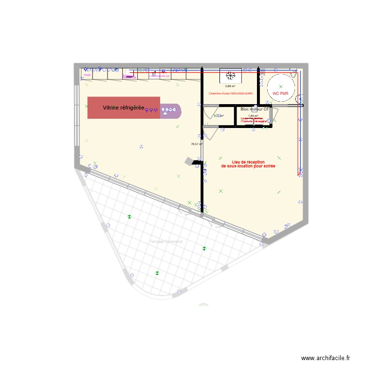 Local 12. Plan de 4 pièces et 86 m2