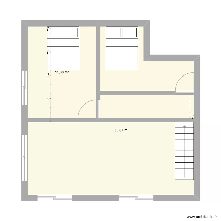 cellule 7 mezzanine 1. Plan de 2  et 47 m²