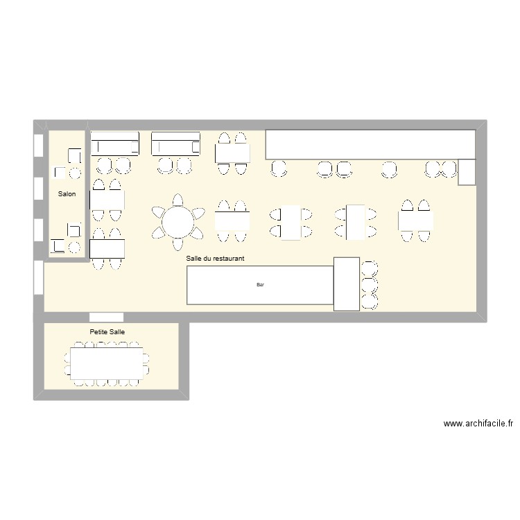 resto. Plan de 3 pièces et 59 m2