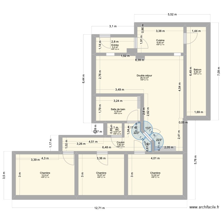Aulne 102. Plan de 10 pièces et 97 m2