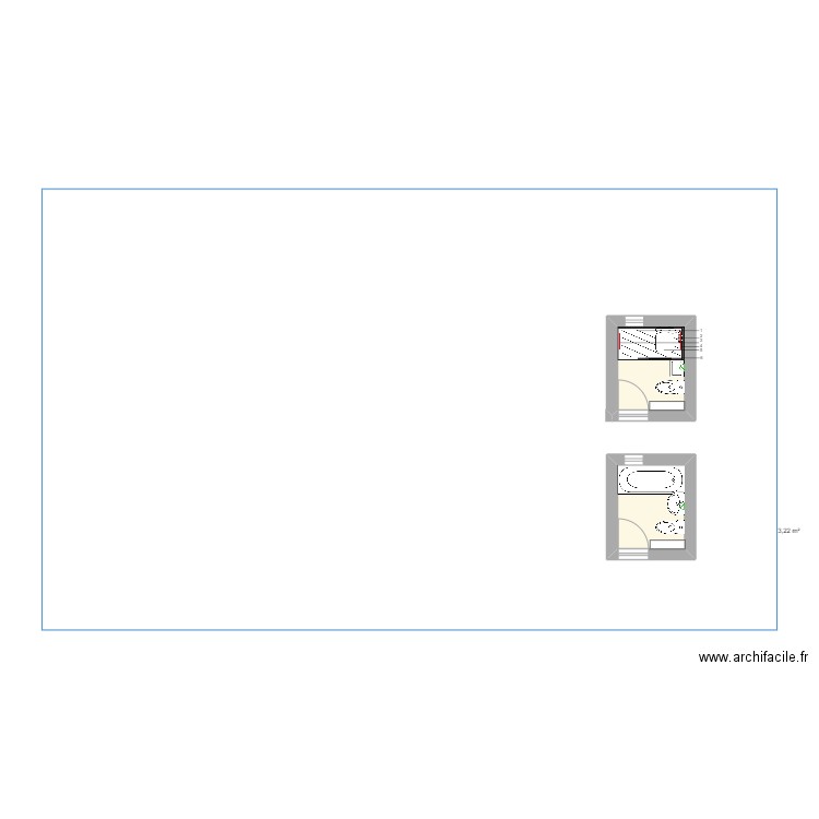 Boureau. Plan de 2 pièces et 6 m2