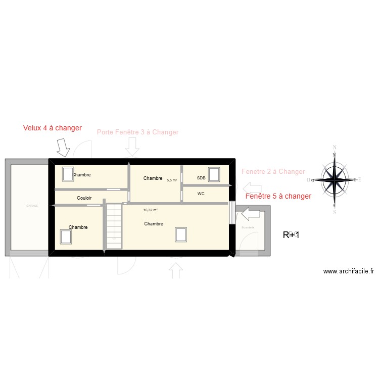 RICARD. Plan de 7 pièces et 64 m2