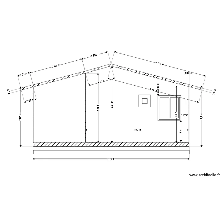 Façade Nor est maison. Plan de Façade Nor est maison. Plan de