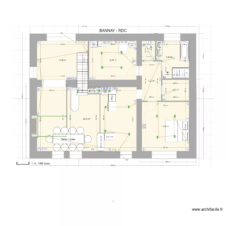 BANNAY rdc &eacute;lec test. Plan de 