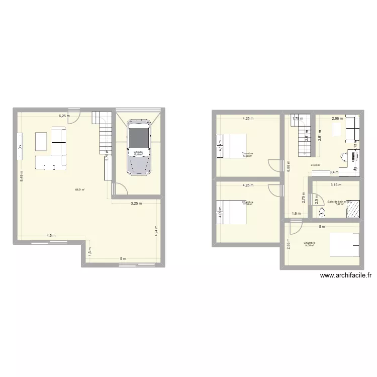 PCMI - RDC. Plan de 7  et 168 m²