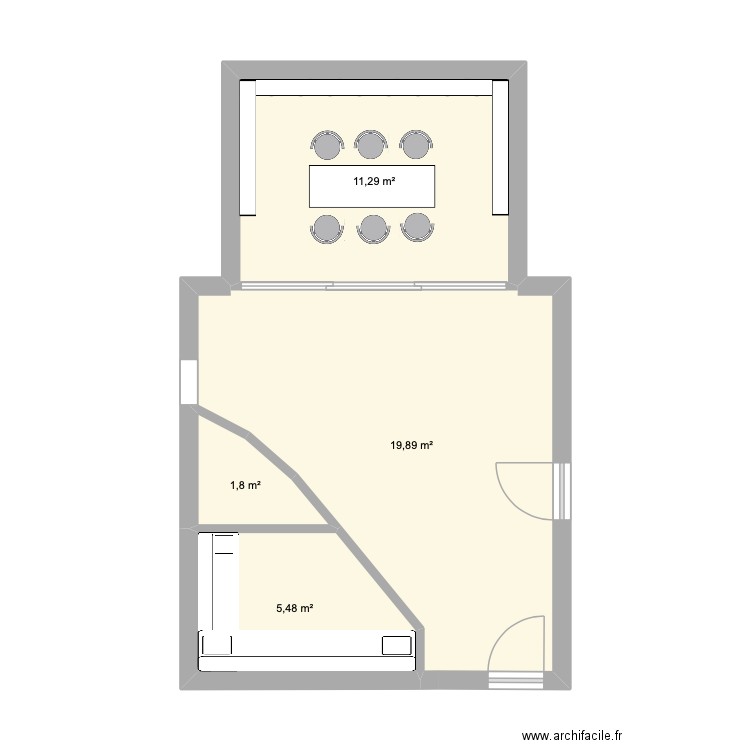 cave. Plan de 4 pièces et 38 m2