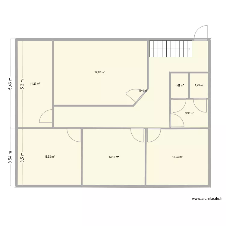 BUREAU 1ER V2. Plan de 9 Pièces et 100 m²