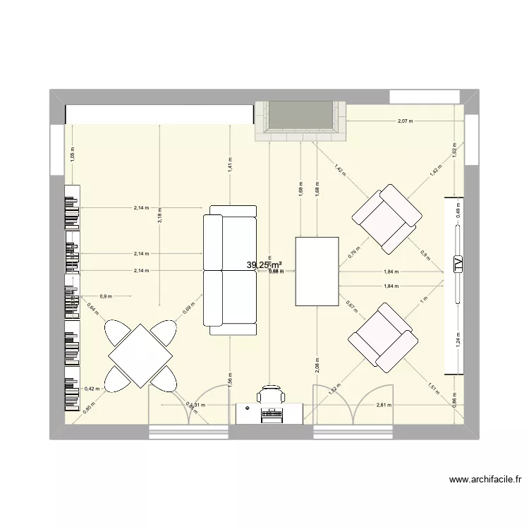 st maxime salon2. Plan de 1  et 39 m²