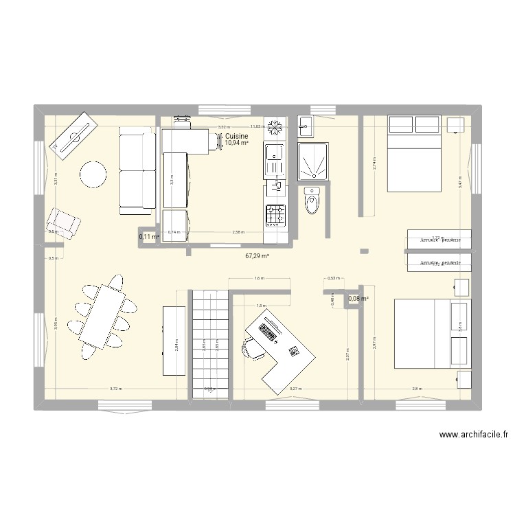 Fresse 4. Plan de 4 pièces et 91 m2