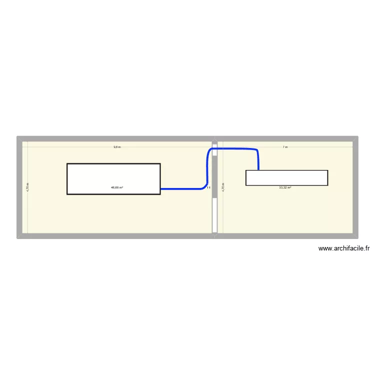 Filpack. Plan de 2 pièces et 80 m²