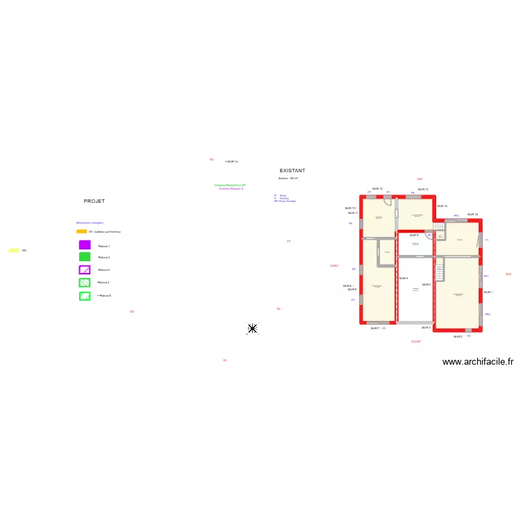 JATTOUI _ Existant  160m&sup2;. Plan de 17  et 206 m²
