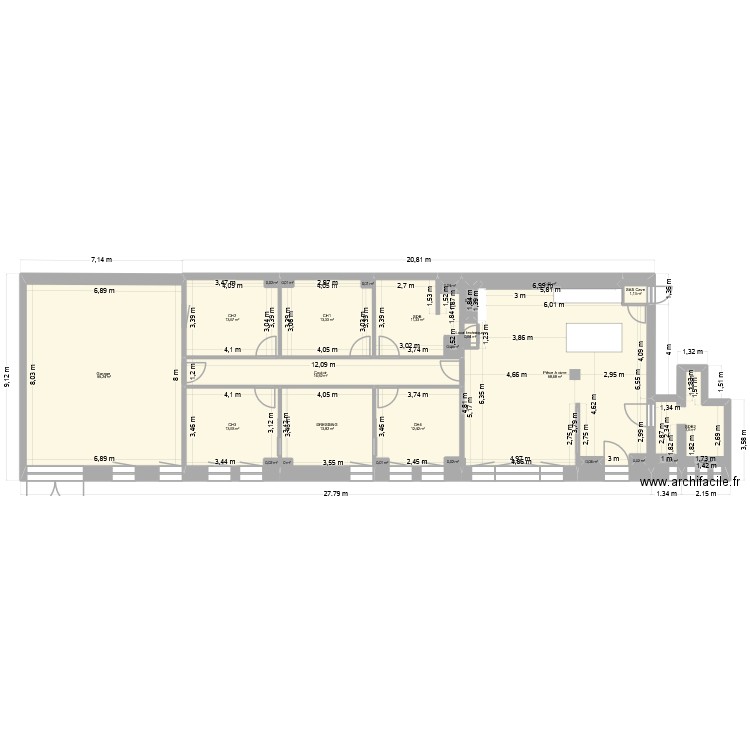 Création d'appartement. Plan de 27 pièces et 227 m2