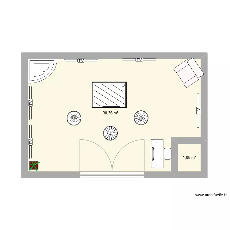 boutique. Plan de 2  et 31 m²