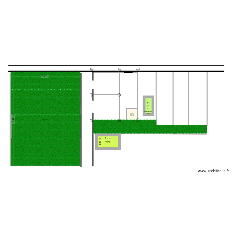 terrain. Plan de 4 pièces et 89 m2