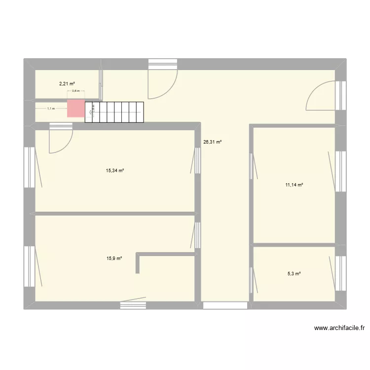 Plan etage bas. Plan de 6  et 76 m²