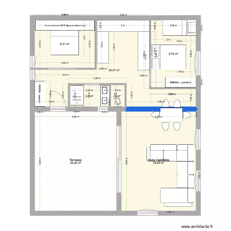 SAUSSET PAPA IDEE 1. Plan de 7  et 94 m²