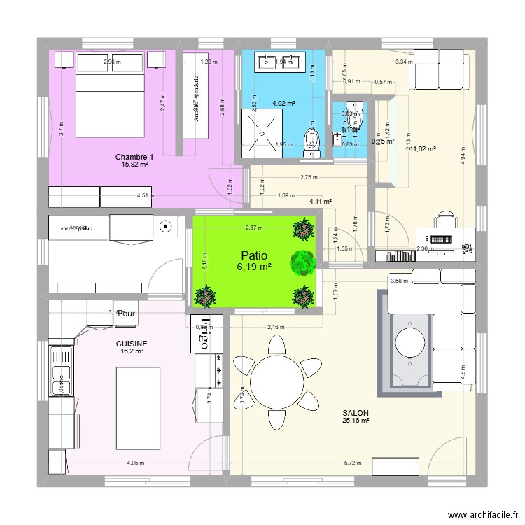 Feng shui Home. Plan de 8 pièces et 86 m2