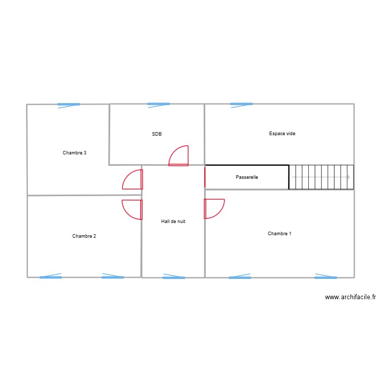 Etage ELEC. Plan de 7 pièces et 82 m2