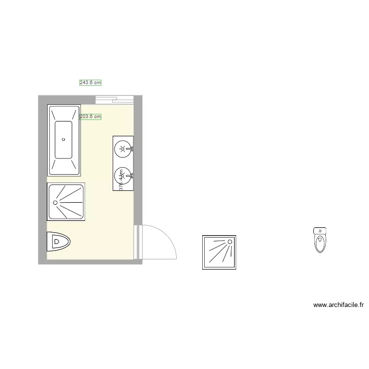 sdb 1er etage. Plan de 1  et 7 m²