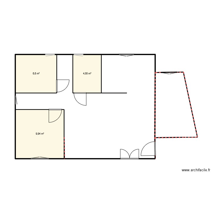 parcelle 70. Plan de 3 pièces et 21 m2