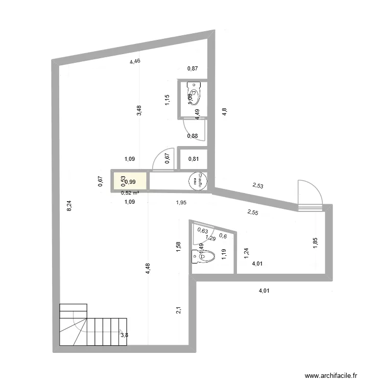 Paris 12e S/Sol. Plan de 1  et 1 m²